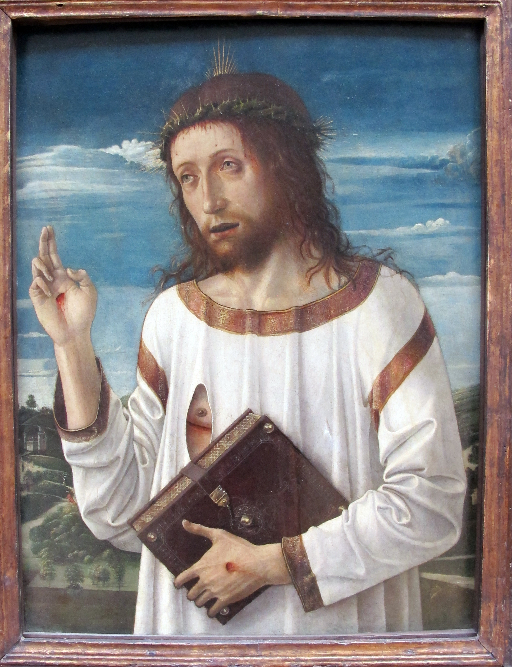 Zegenende Christus (ca. 1465) door Giovanni Bellini (ca. 1430-1516)