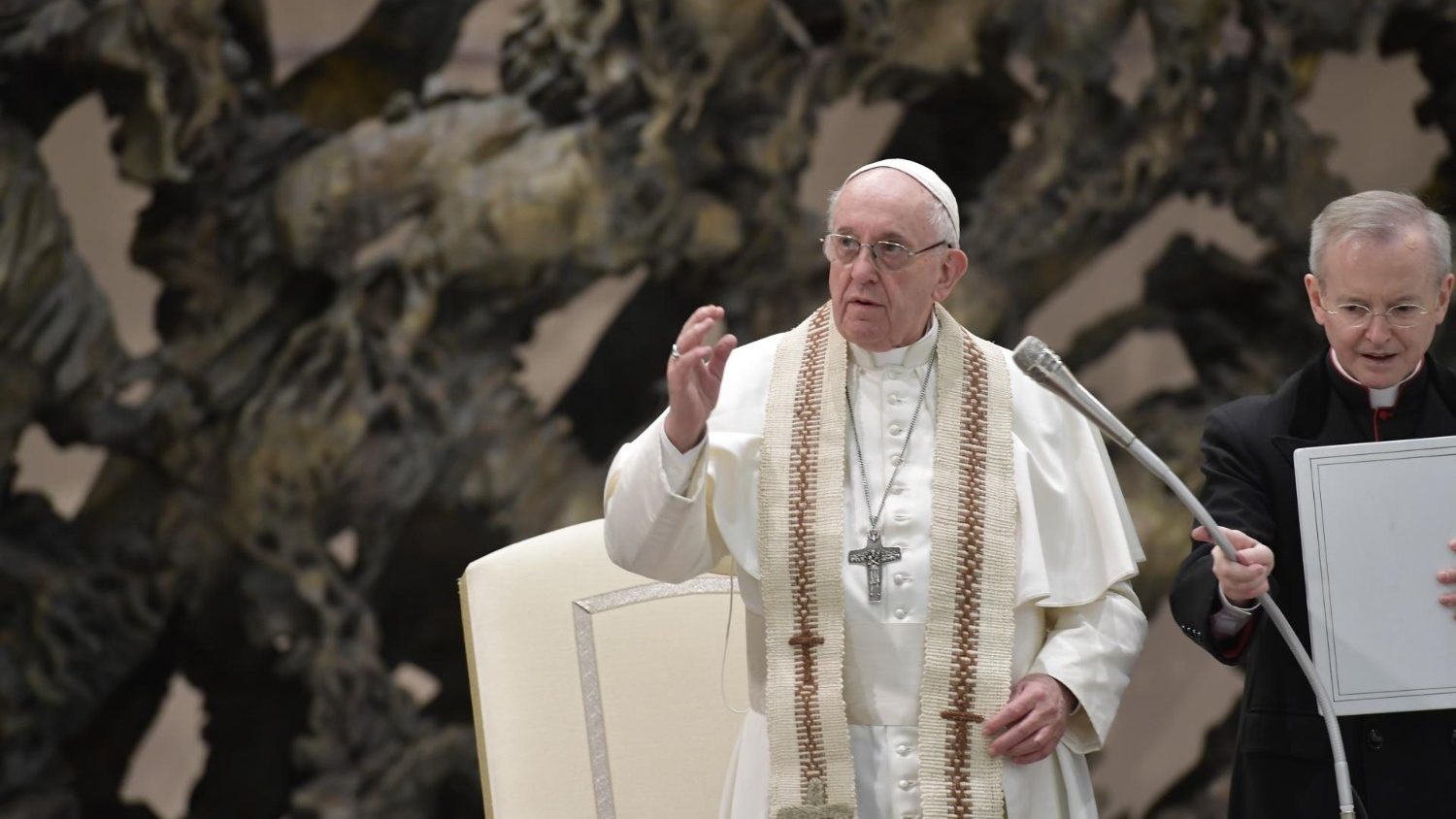 Paus Franciscus tijdens zijn catechese over het Onzevader op de algemene audiëntie van woensdag 13 februari 2019