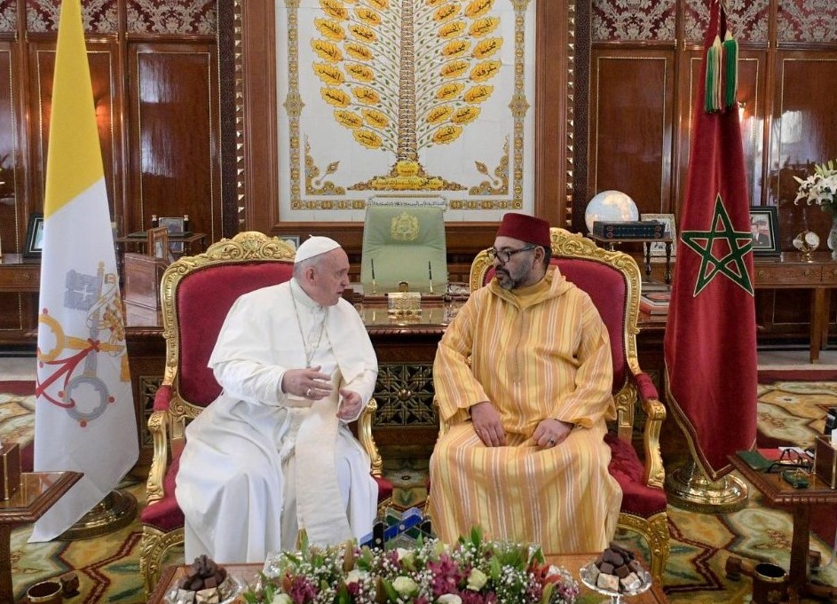 Paus Franciscus en de Marokkaanse koning Mohammed VI