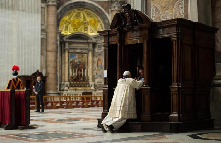 Paus Franciscus in de Sint-Pietersbasiliek