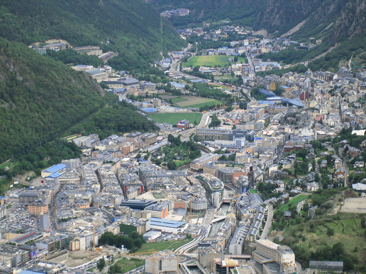 De dwergstaat Andorra, in het zuidwesten van Europa