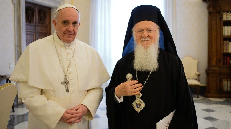 Patriarch Bartholomeus bij paus Franciscus