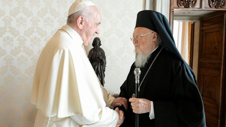 Patriarch Bartholomeus en paus Franciscus