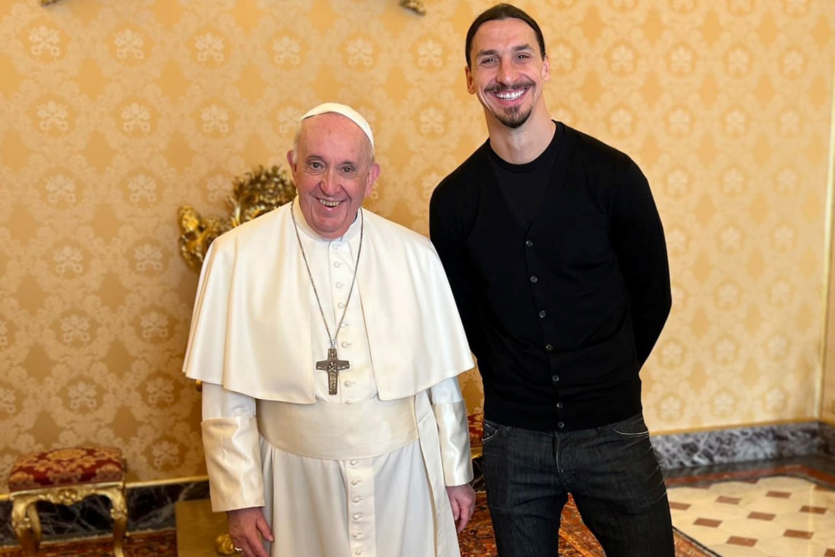 Zlatan Ibrahimovic met paus Franciscus