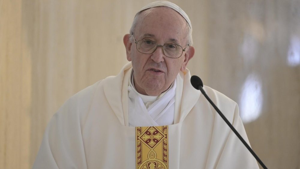 Paus Franciscus tijdens de eucharistie van vanmorgen