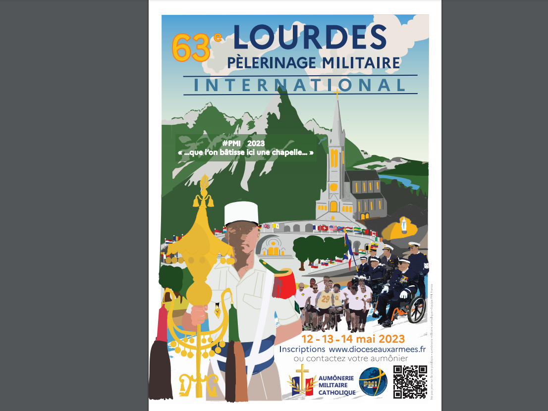 De affiche van de bedevaart naar Lourdes