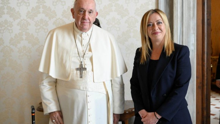 Paus Franciscus en Giorgia Meloni