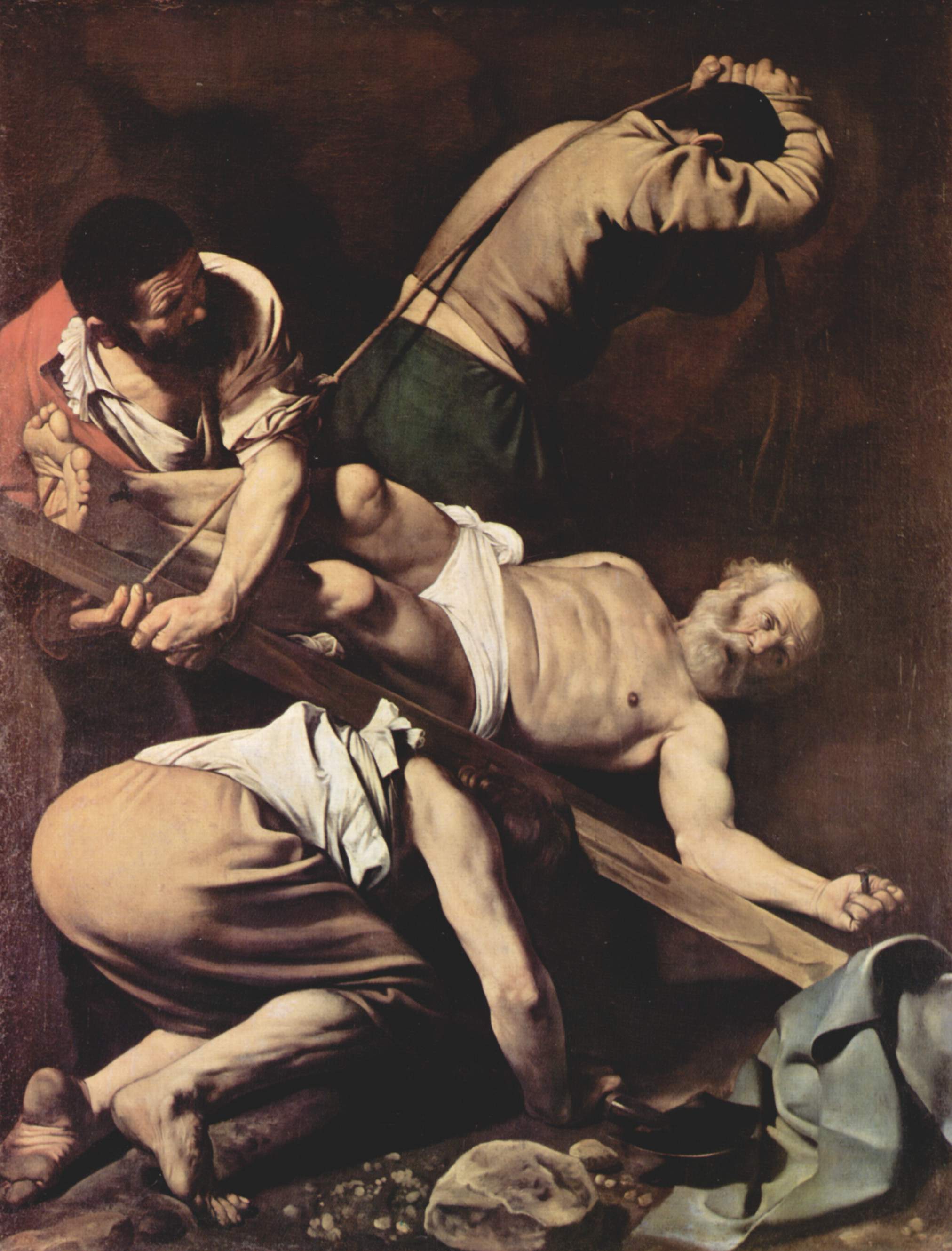 De kruisiging van Petrus (ca. 1604) door Caravaggio (1573-1610)