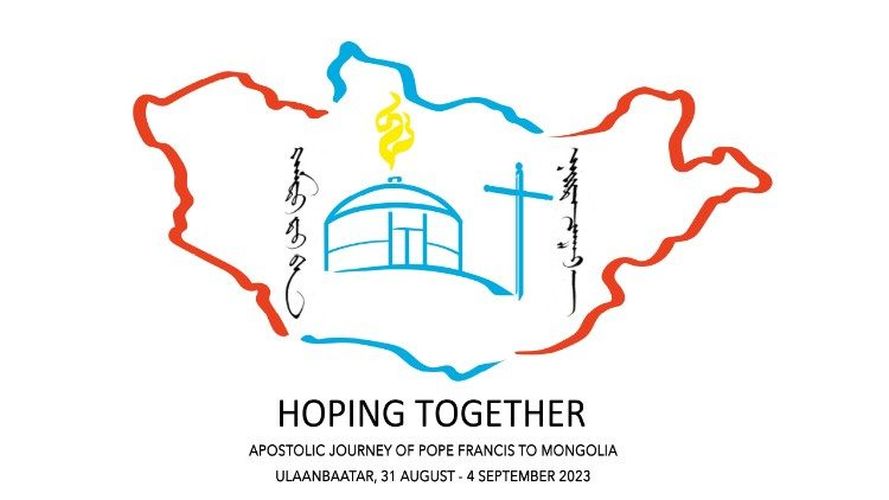 Logo van het pausbezoek aan Mongolië