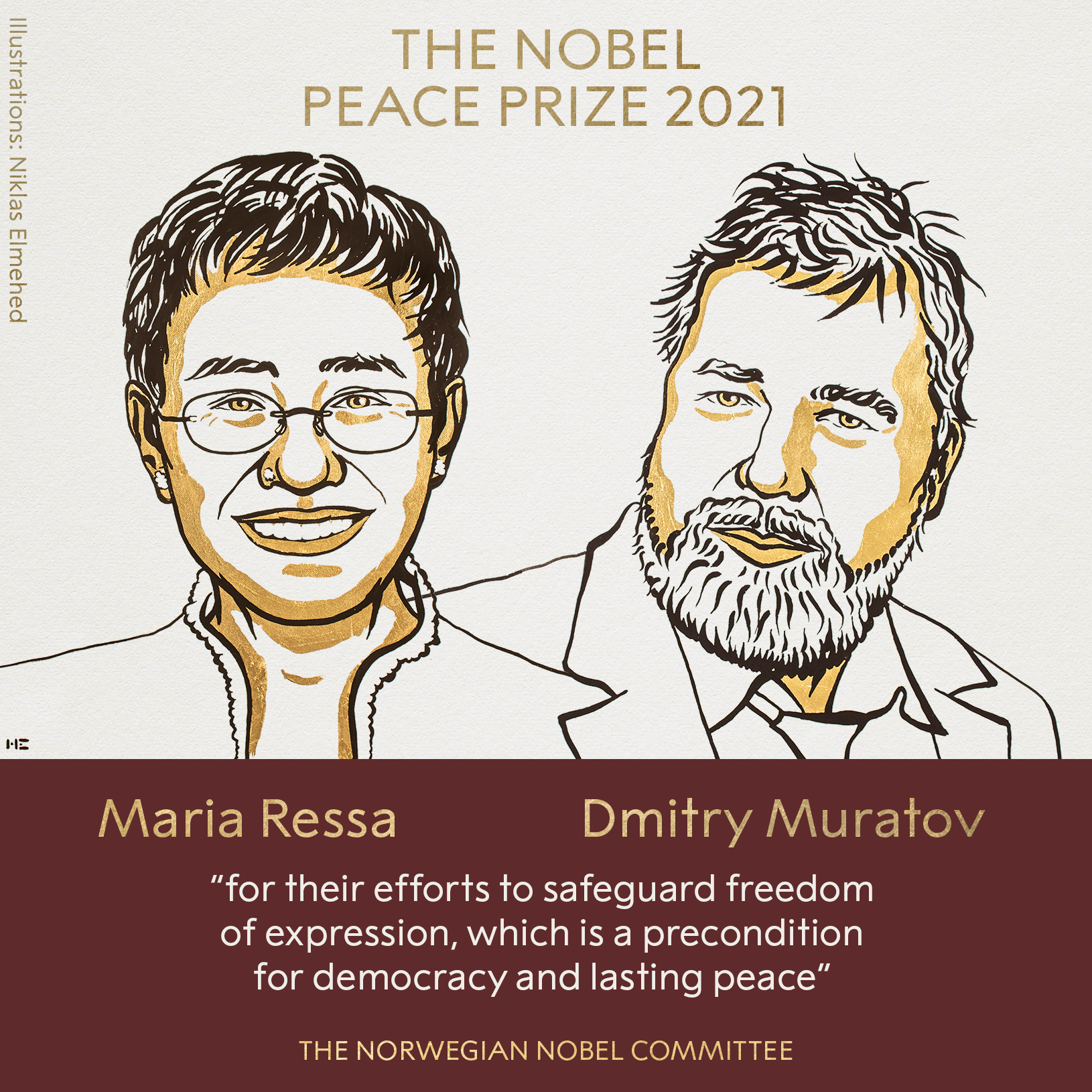 Maria Ressa en Dimitri Muratov 