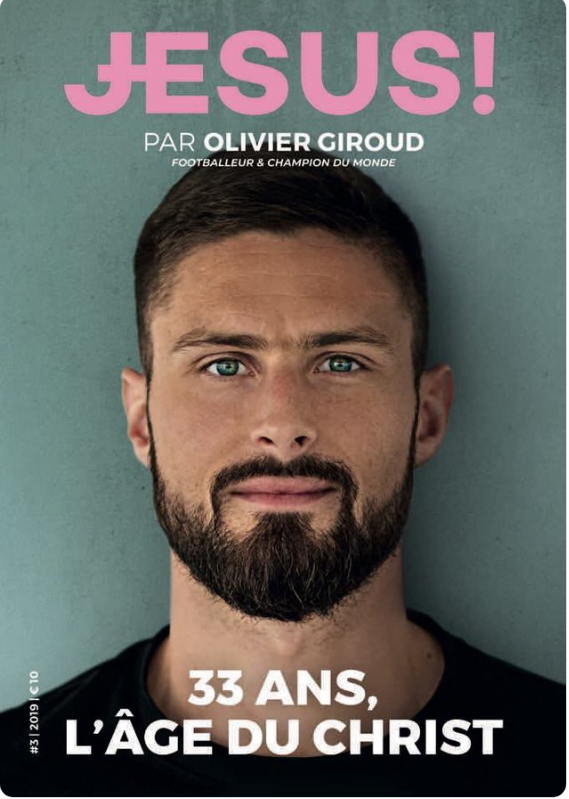 Olivier Giroud op de c over van het glossy Jesus