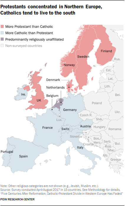 Er is een geografisch, maar nauwelijks nog een theologisch onderscheid in Europa.