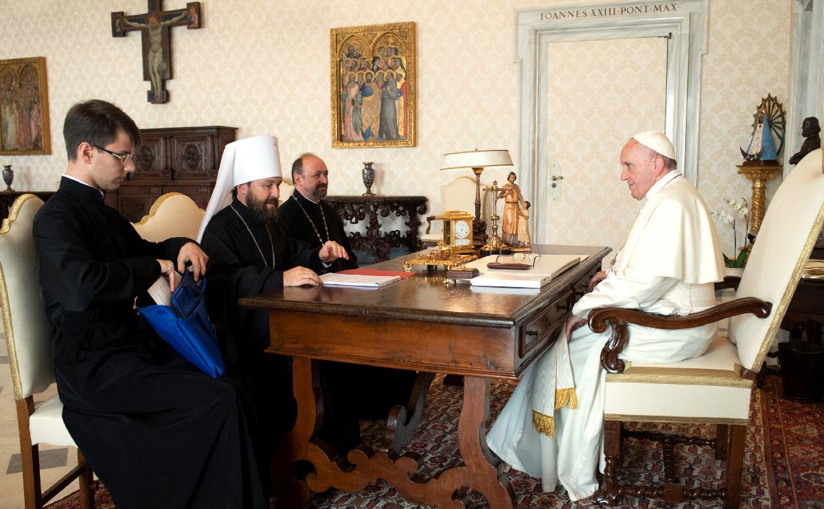 Een orthodoxe delegatie uit Moskou bij paus Franciscus