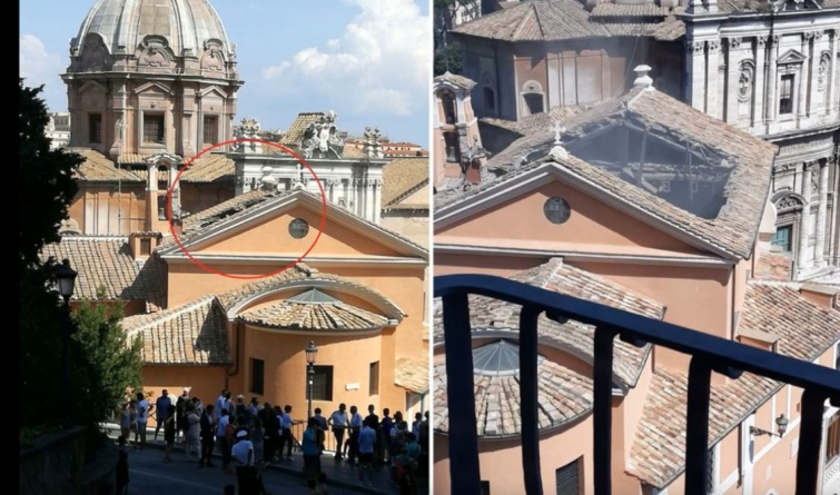 De schade aan de eeuwenoude San Giuseppe dei Falegnamikerk in Rome is aanzienlijk