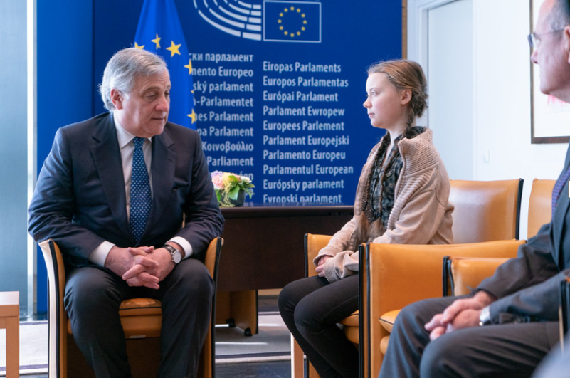 De Zweedse klimaatactiviste Greta Thunberg te gast in het Europese Parlement