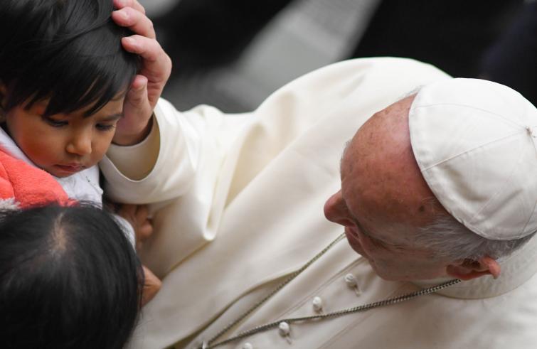 Paus Franciscus tijdens de wekelijkse audiëntie