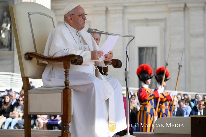 Paus Franciscus tijdens de audiëntie van vanmorgen