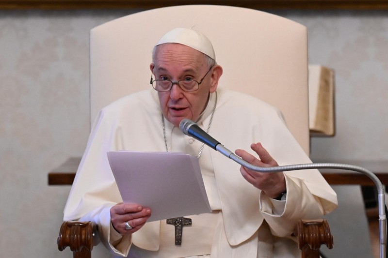 Paus Franciscus tijdens de audiëntie van gisteren