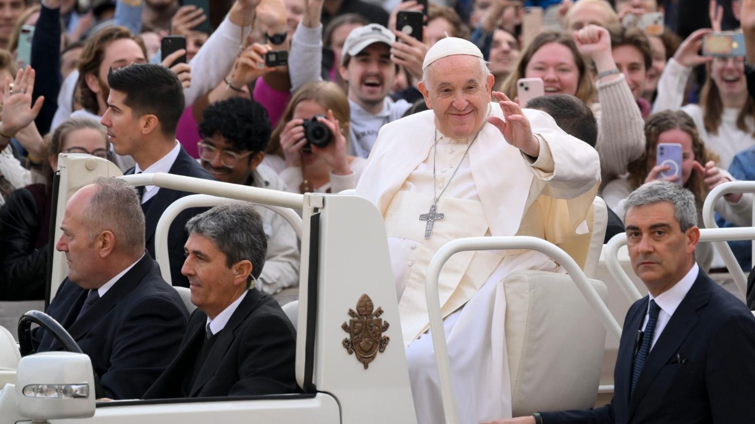 Paus Franciscus tijdens zijn audiëntie van vanmorgen