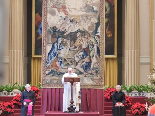 Paus Franciscus tijdens zijn kerstoespraak tot de Romeinse curie