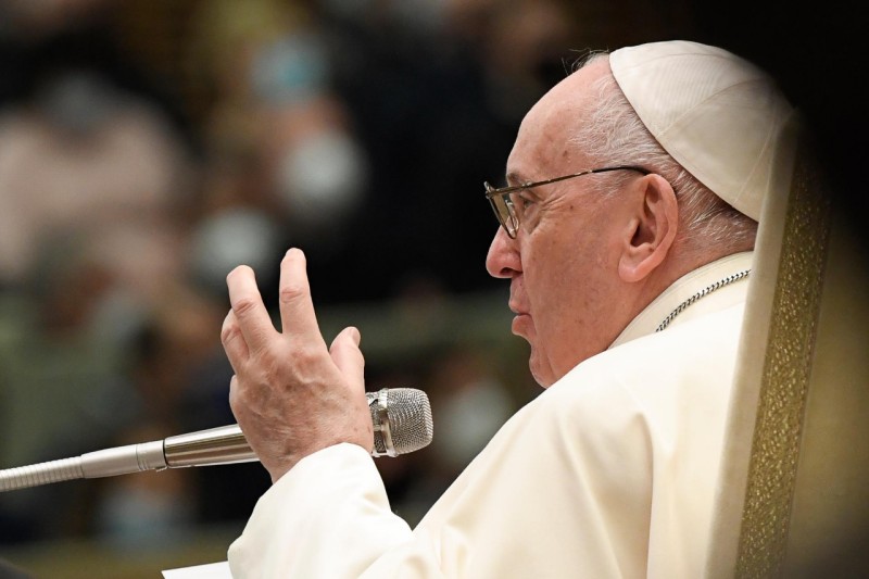 Paus Franciscus tijdens de audiëntie van gisteren