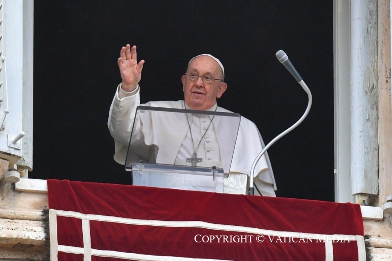 Paus Franciscus spreekt de pelgrims op het Sint-Pietersplein toe bij het Angelusgebed van 7 januari