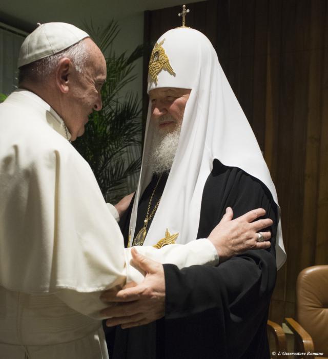 Paus Franciscus en patriarch Kirill