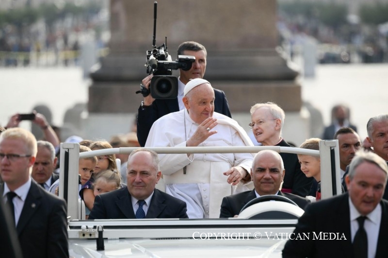 Paus Franciscus tijdens zijn audiëntie op woensdag