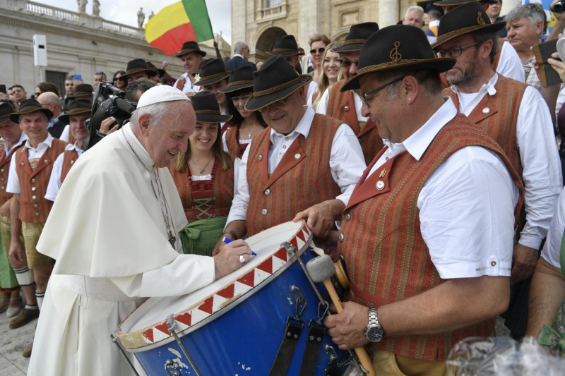 Paus Franciscus tijdens de audiëntie van woensdag