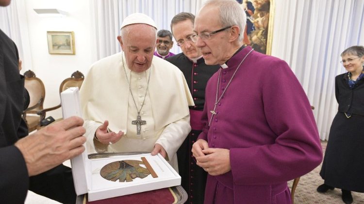 Justin Welby bij paus Franciscus