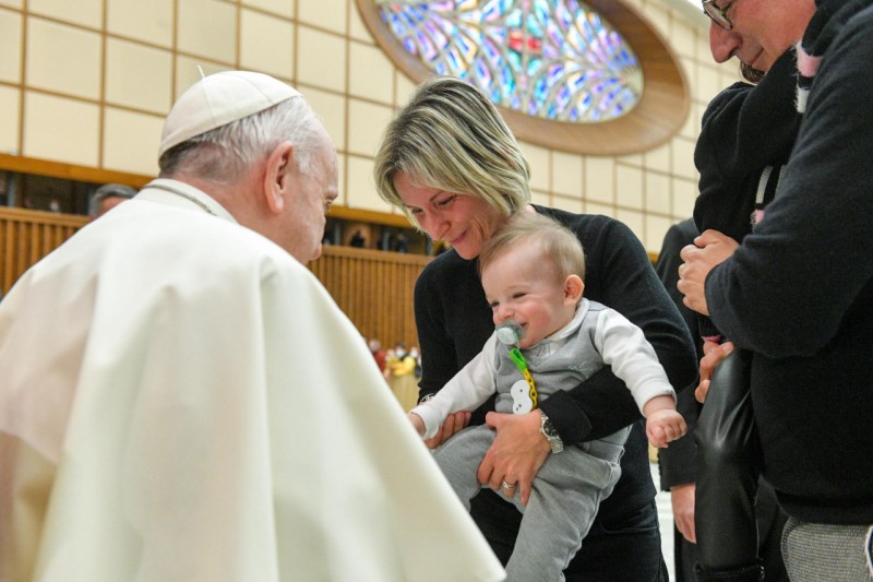 Paus Franciscus tijdens de audiëntie van woensdag