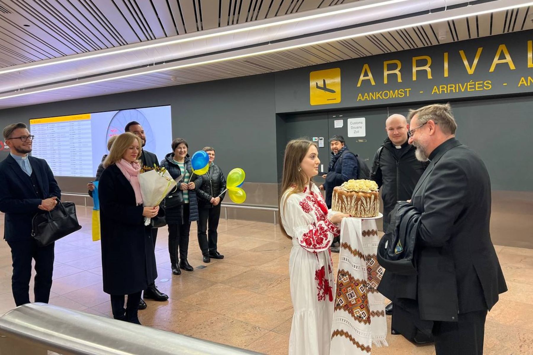 Begroeting van Grootaartsbisschop Sviatoslav Shevchuk op de luchthaven in Zaventem