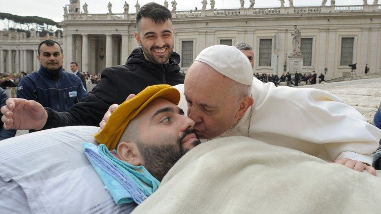 Paus Franciscus tijdens een audiëntie in 2020